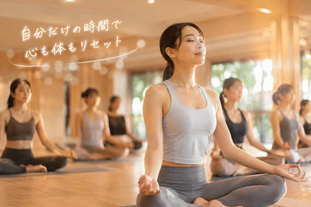 レッスン中の瞑想している女性