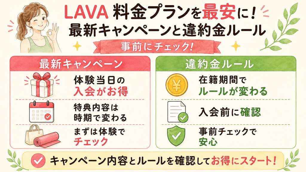LAVAのキャンペーンと違約金ルールを入会前に確認するポイント