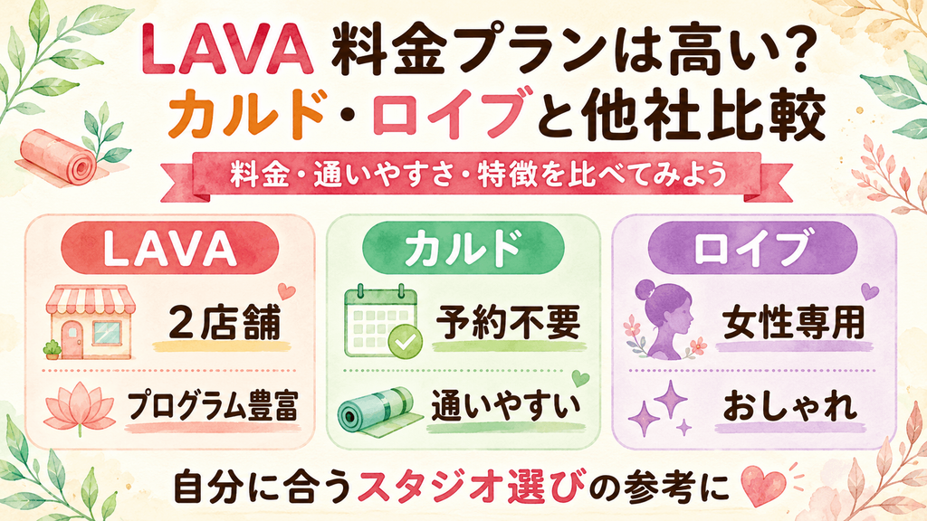 LAVA・カルド・ロイブの料金プランや通いやすさを比較